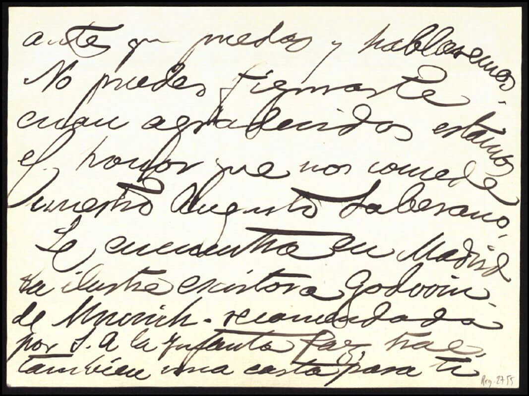 Postkarte von Benlliure an den Marqués de la Vega-Inclán: